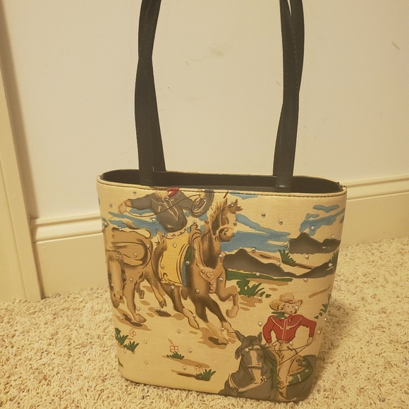 Handbags - Vintage Western Cowboy Print Purse